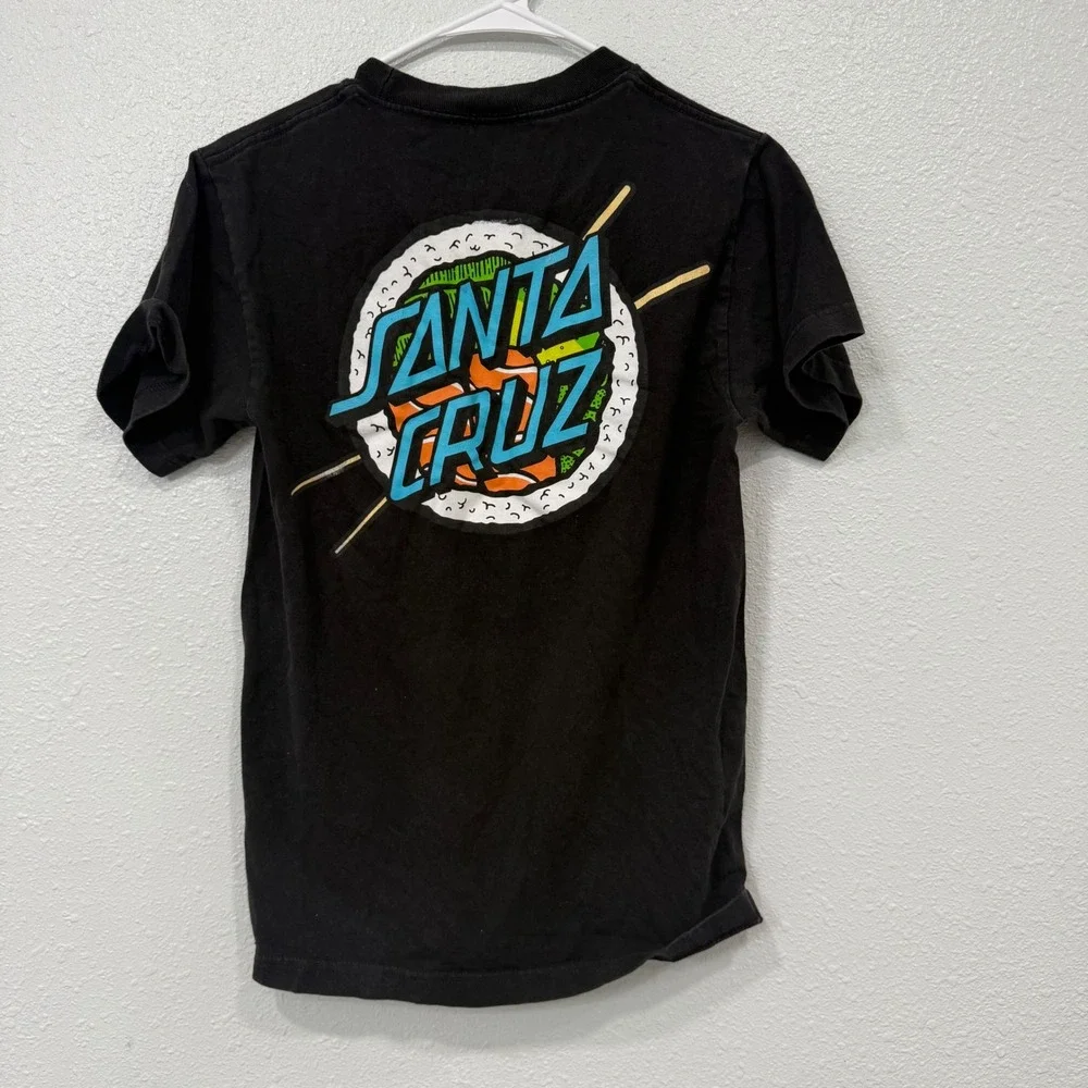 Santa Cruz Skateboards Sushi Dot Logo Black Graphic T-Shirt Mens Small S